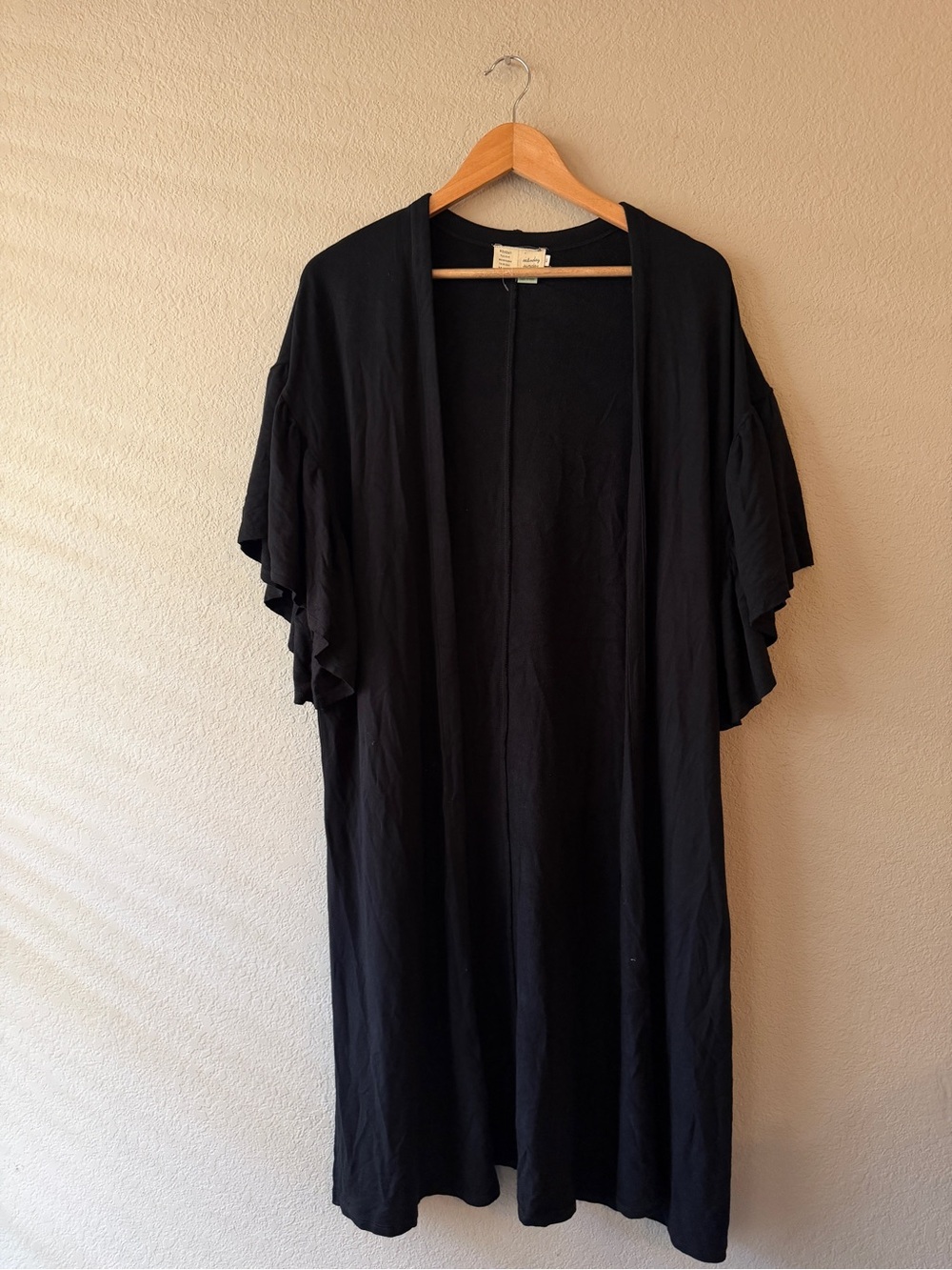 Anthropologie Saturday Sunday Black Ruffle Sleev Duster Cardigan M/L